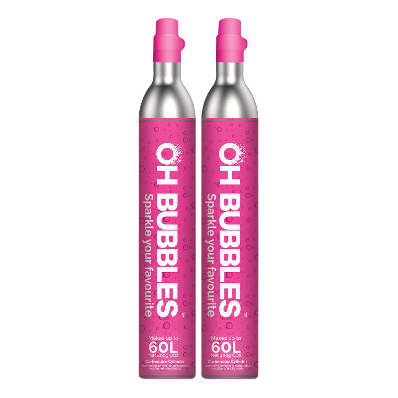 2 x Oh Bubbles Refill Cylinder 60 Litre - SODASTREAM COMPATIBLE