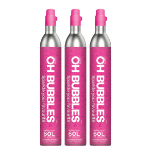 3 x Oh Bubbles Refill Cylinder 60 Litre - SODASTREAM COMPATIBLE ($30 refundable deposit will be added to basket)