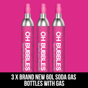 3 X NEW 60L Co2 Gas Cylinder Includes Gas- SODASTREAM compatible