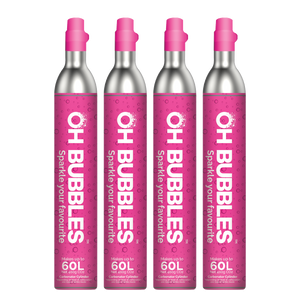 4 x Oh Bubbles Refill Cylinder 60 Litre - SODASTREAM COMPATIBLE