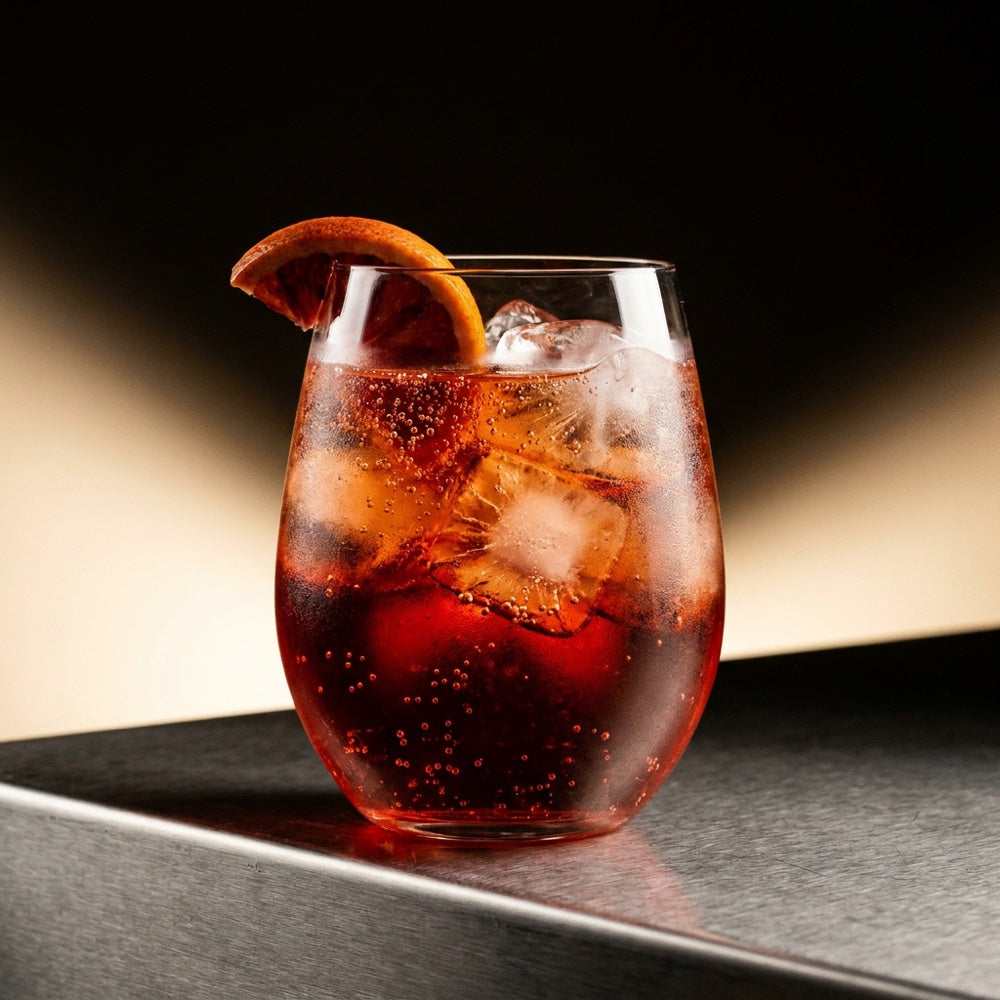 Blood orange spritz over ice
