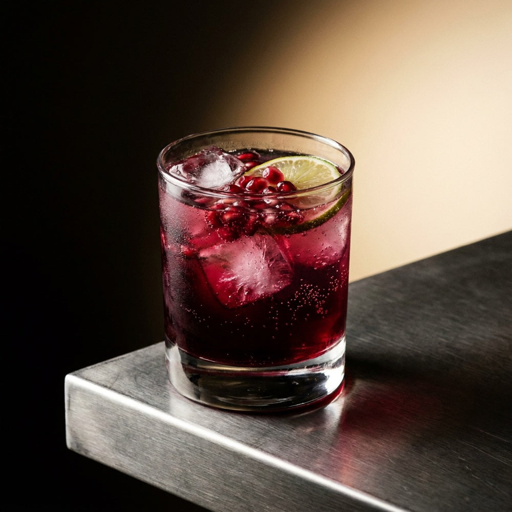 Pomegranate fizz with seeds and lime