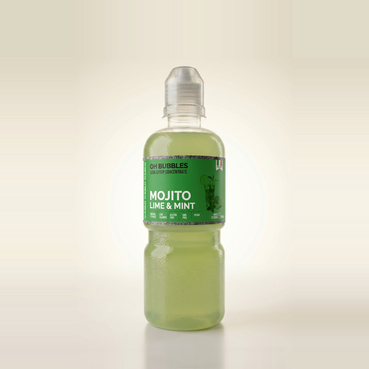 Mojito Concentrated Syrup over ice with sparkling water