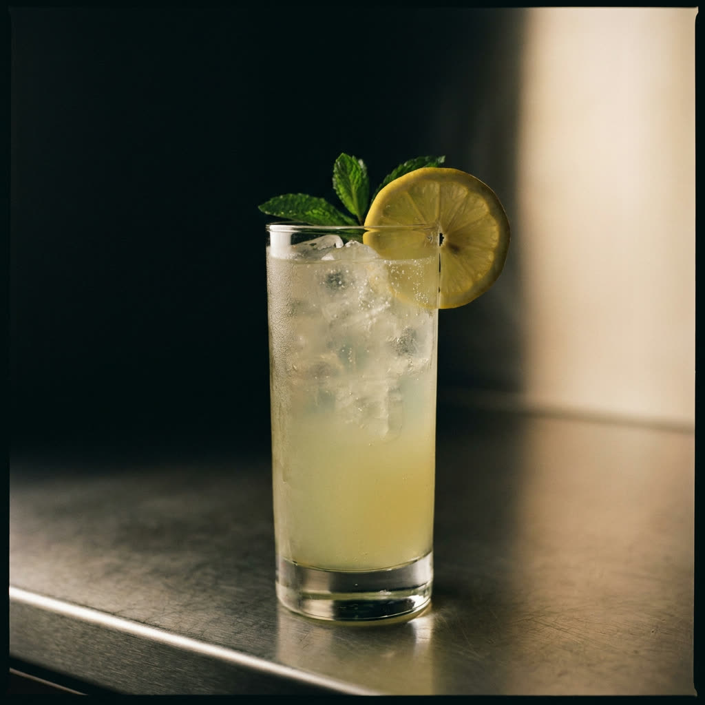 A Sorrento lemonade over ice with lemon and mint